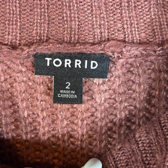 Torrid Turtleneck Knit Sweater Tunic Size 2 Rose Plus Size 2X - Picture 3 of 7